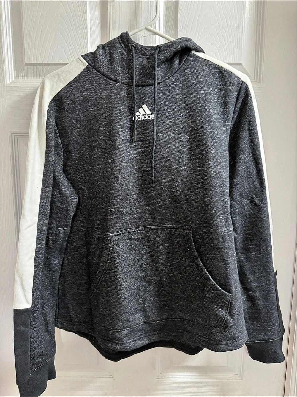 adidas Fleece Hoodie Gray Pullover Size Medium